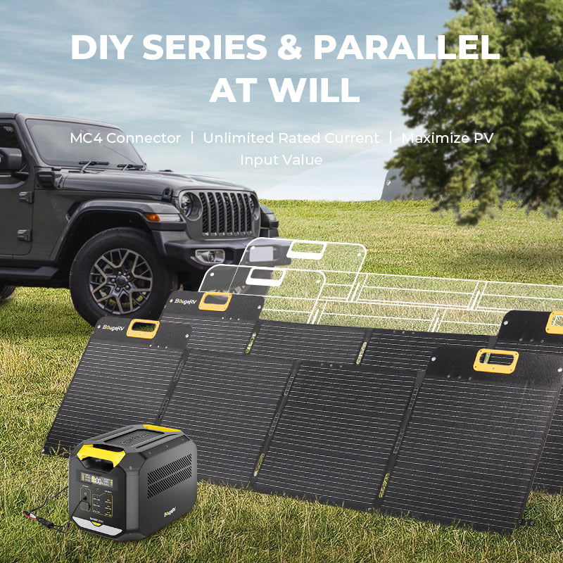 BougeRV ROVER2000 Semi-solid Power Station with 200W Portable Solar Panel