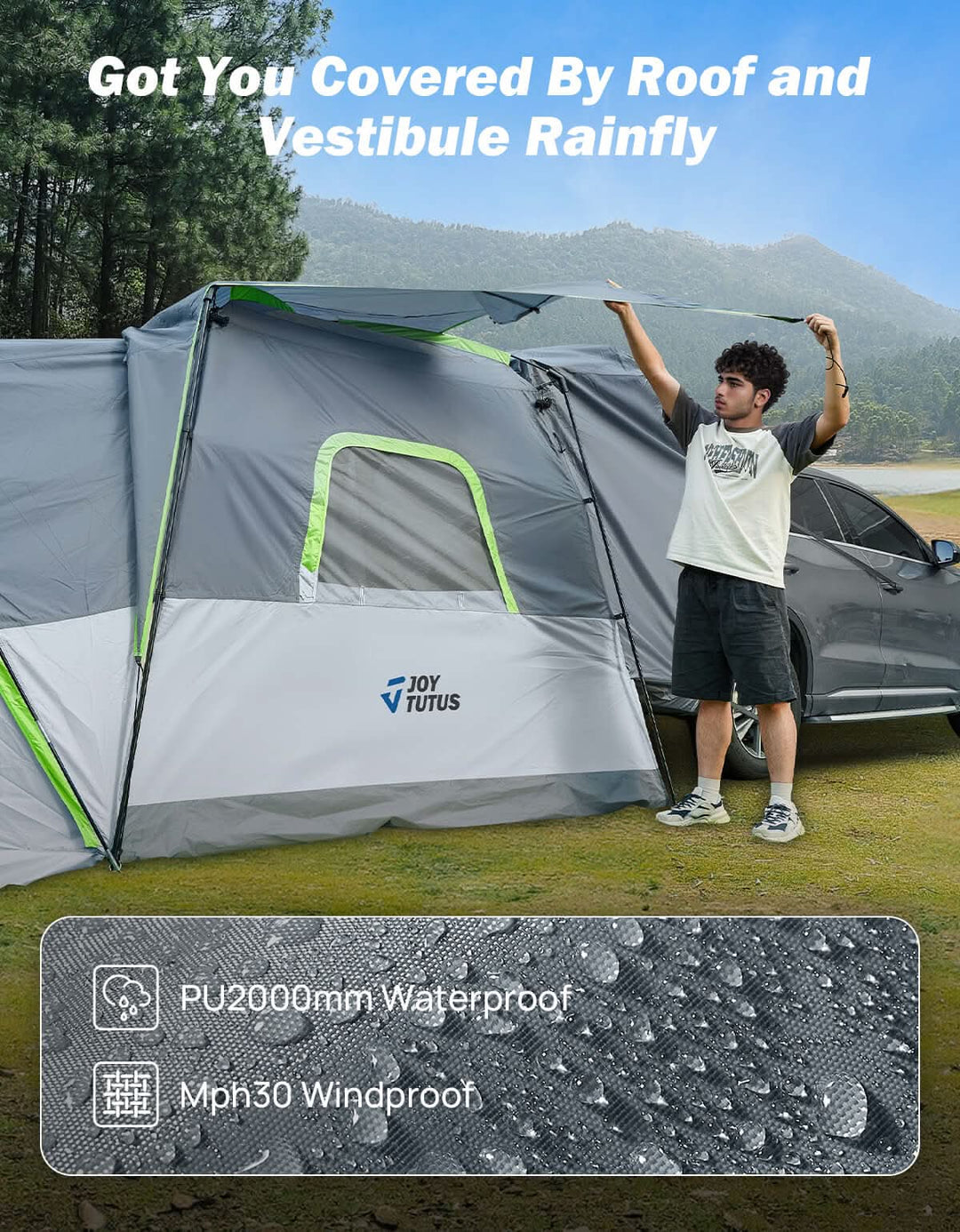 Tienda de campaña para caja de camioneta con doble capa impermeable y cubierta antilluvia, se adapta a cajas de 1.5–2.5 m, 2 personas