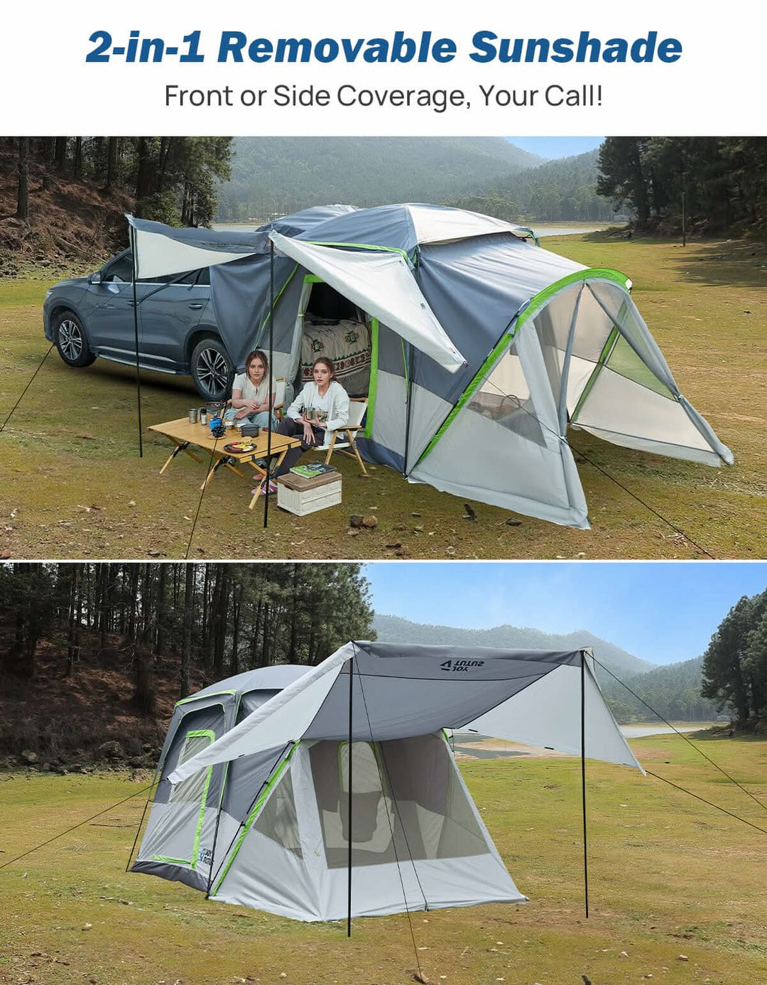 Tienda de campaña para caja de camioneta con doble capa impermeable y cubierta antilluvia, se adapta a cajas de 1.5–2.5 m, 2 personas