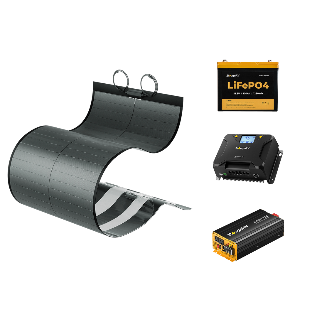 BougeRV 12V 200 Watt CIGS Flexible Solar System Kit(Adhesive)
