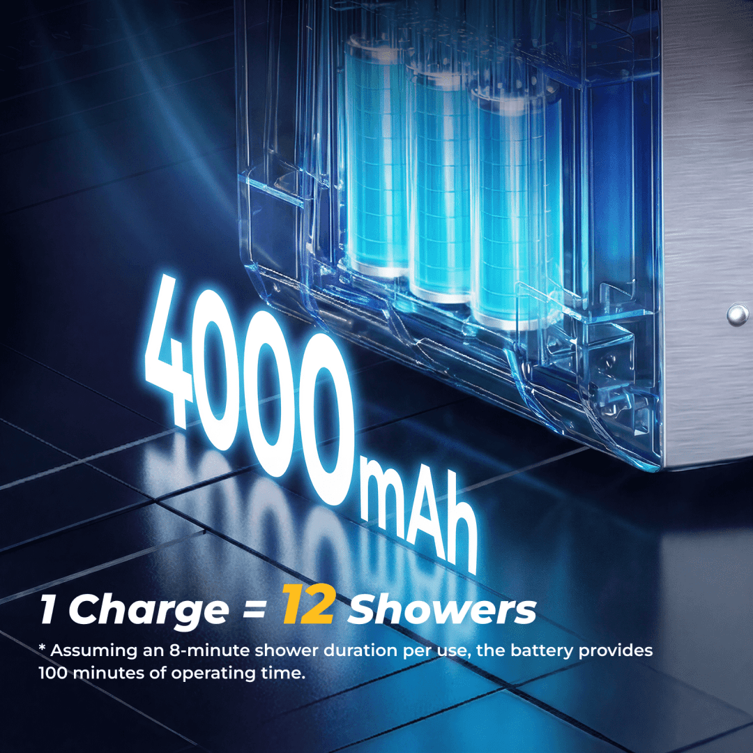 Battery pack with '4000mAh' of a Instant Camping Shower for Outdoors