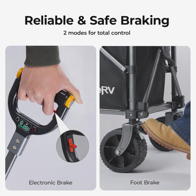 BougeRV Electric Foldable Utility Camping Wagon with Power Bank