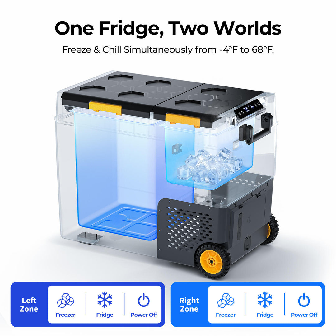 BougeRV New CRD2 V2.0 61QT Dual Zone 12V Portable Fridge with 240Wh Battery