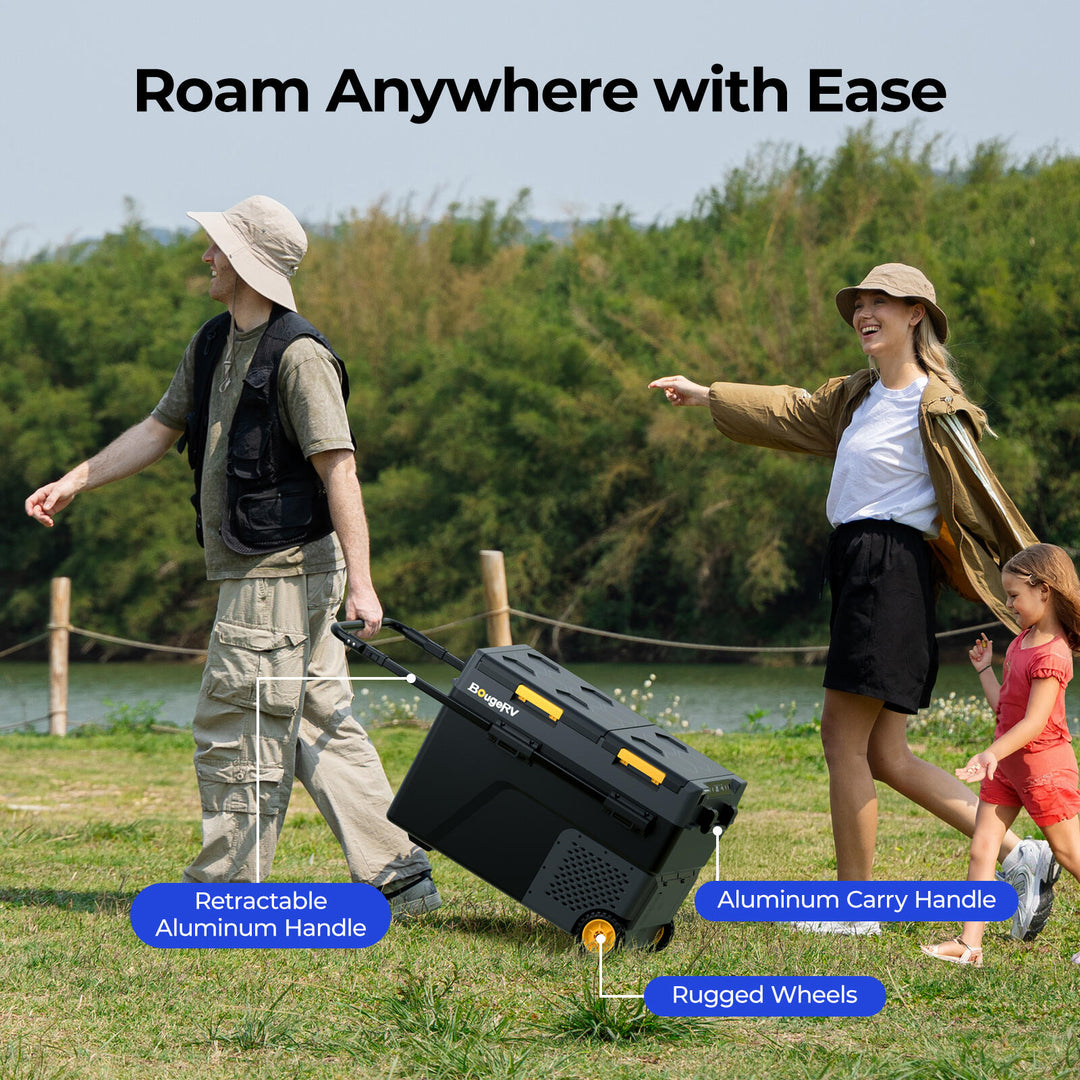 BougeRV New CRD2 V2.0 52QT Dual Zone 12V Portable Fridge with 240Wh Battery