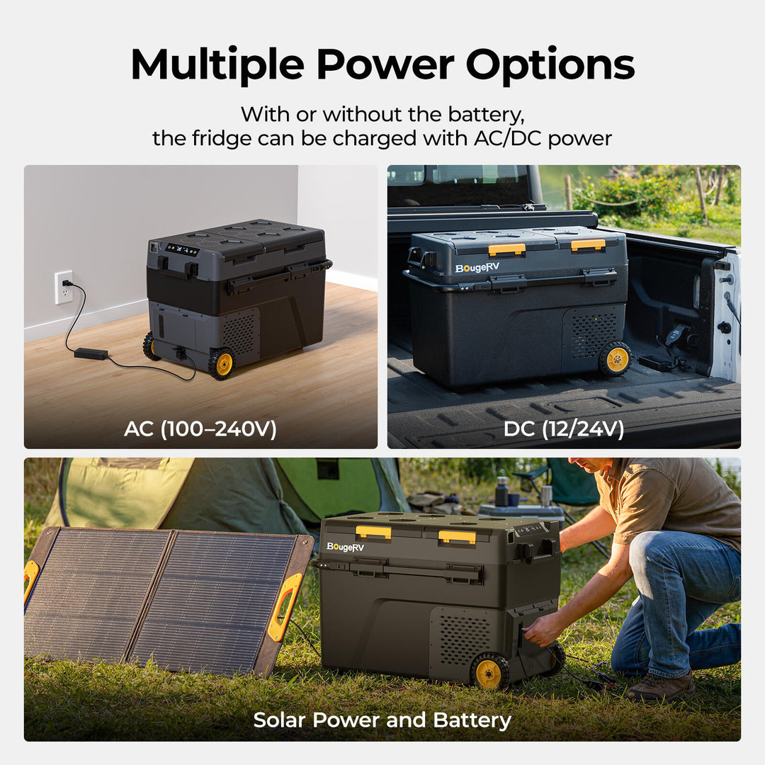 BougeRV New CRD2 V2.0 52QT Dual Zone 12V Portable Fridge with 240Wh Battery
