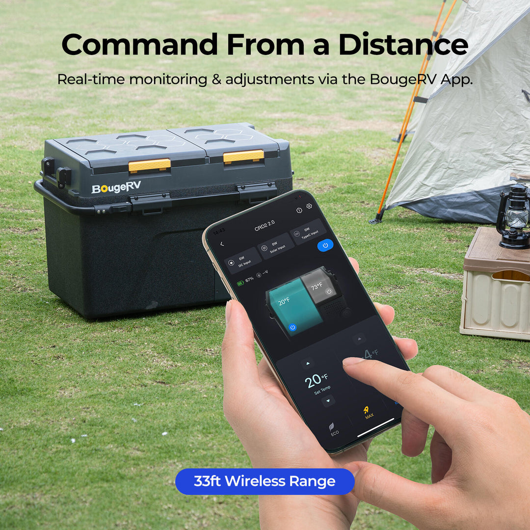 BougeRV New CRD2 V2.0 52QT Dual Zone 12V Portable Fridge with 240Wh Battery