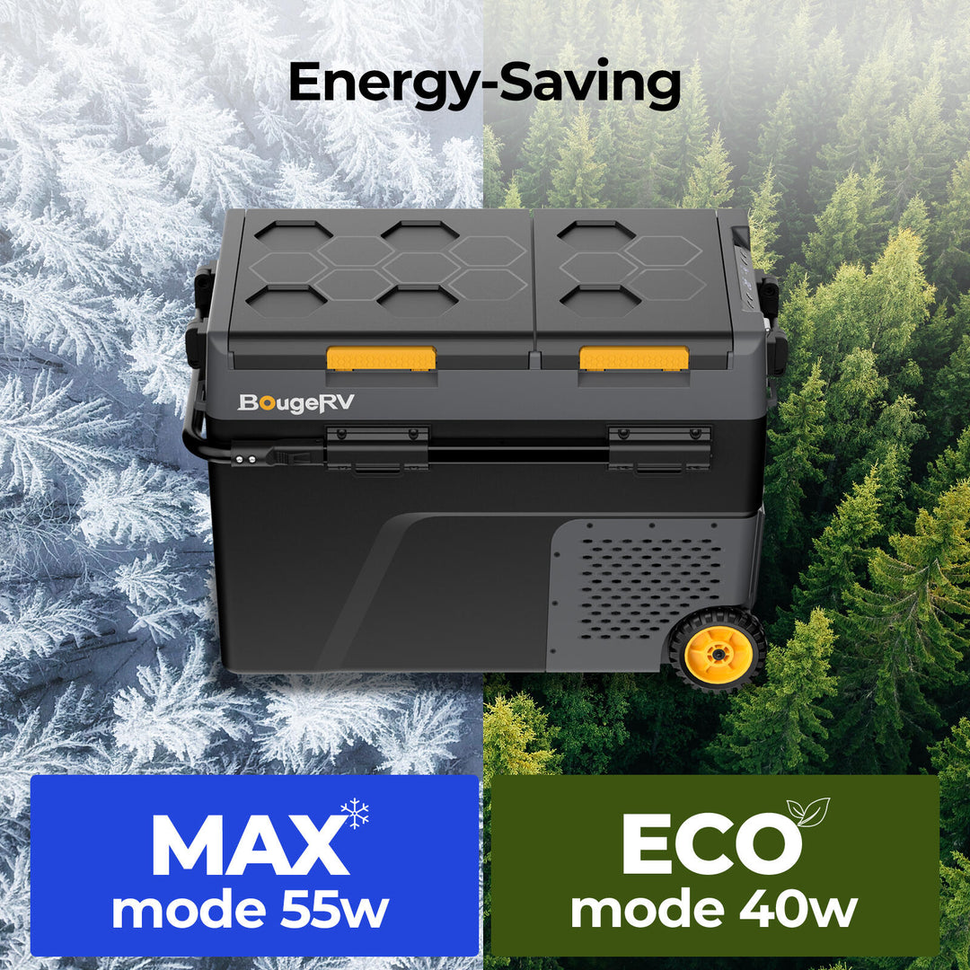 BougeRV New CRD2 V2.0 52QT Dual Zone 12V Portable Fridge with 240Wh Battery