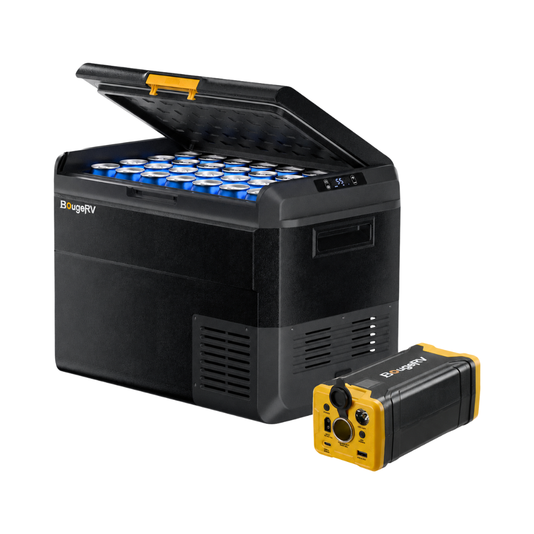 BougeRV CRS 53 cuartos Refrigerador de coche de 12V sin ruedas
