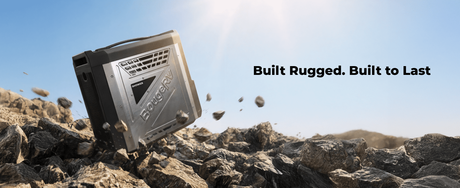 Rugged water heater for outdoor shower