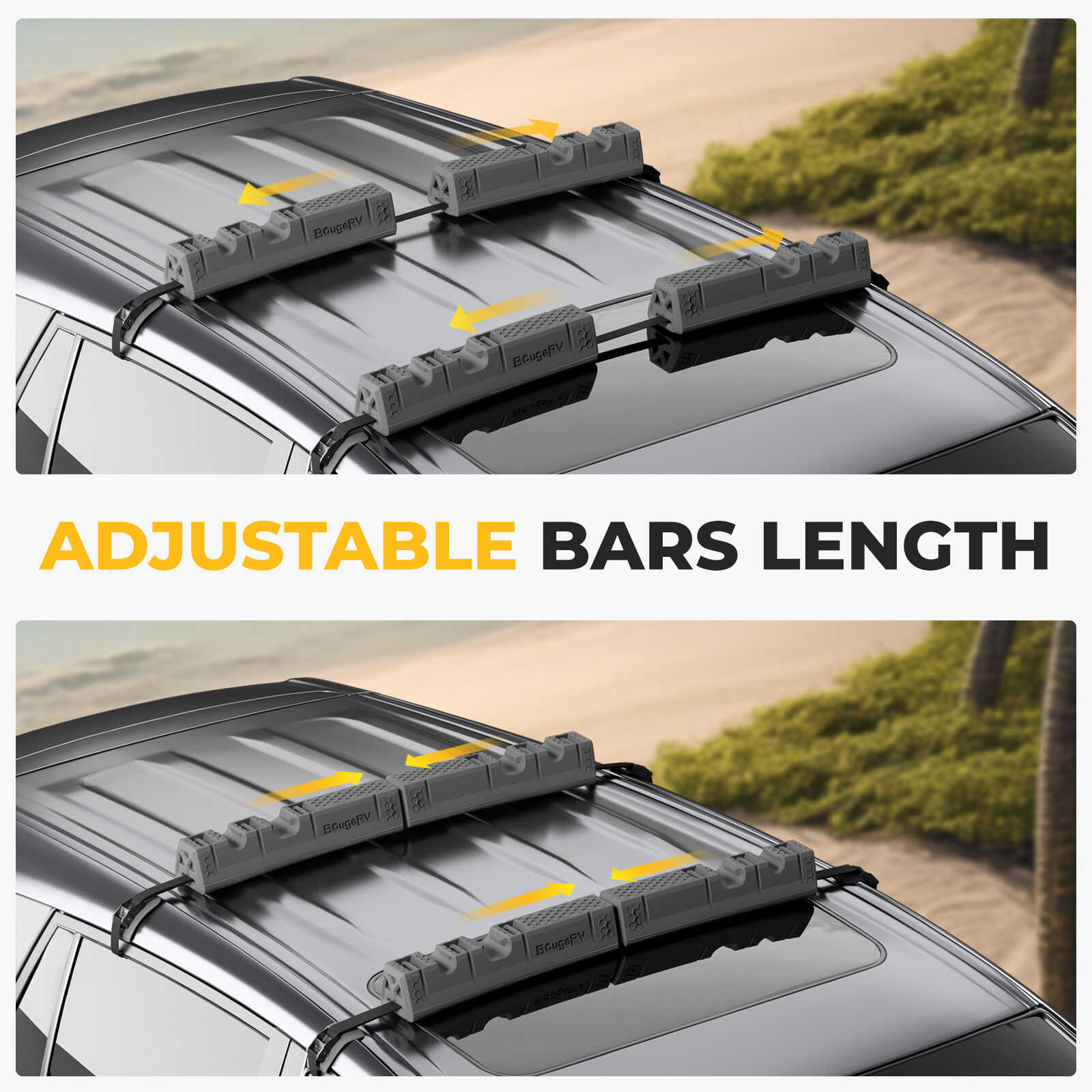 BougeRV Universal Soft Roof Rack Pads for Ski Snowboard Kayak Surfboard SUP  Canoe Luggage Carrier, EVA Material Upgrade from Traditional Car Rack Pads