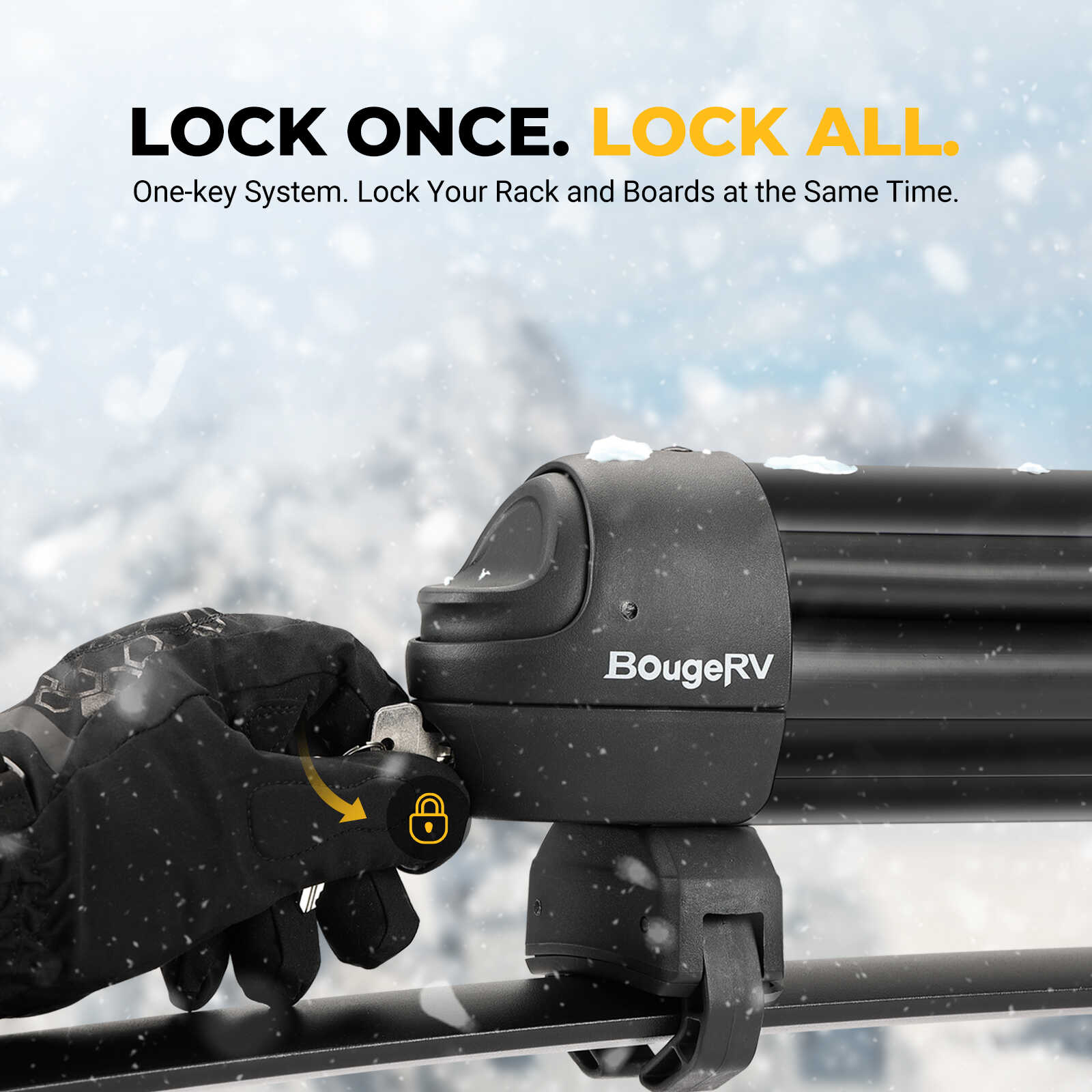 BougeRV Hitch Ski Rack – Folding & Tilting For 2" Receivers, Holds 6 Skis Or 4 Snowboards, With Security Lock (2024 Upgrade)