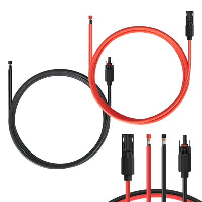 Solar Extension Cable with Extra Free Connectors(xx FT Red+xx FT Black)