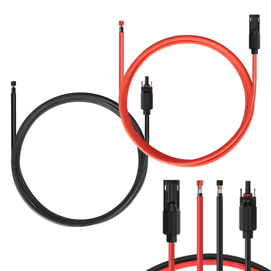 Solar Extension Cable with Extra Free Connectors(xx FT Red+xx FT Black)