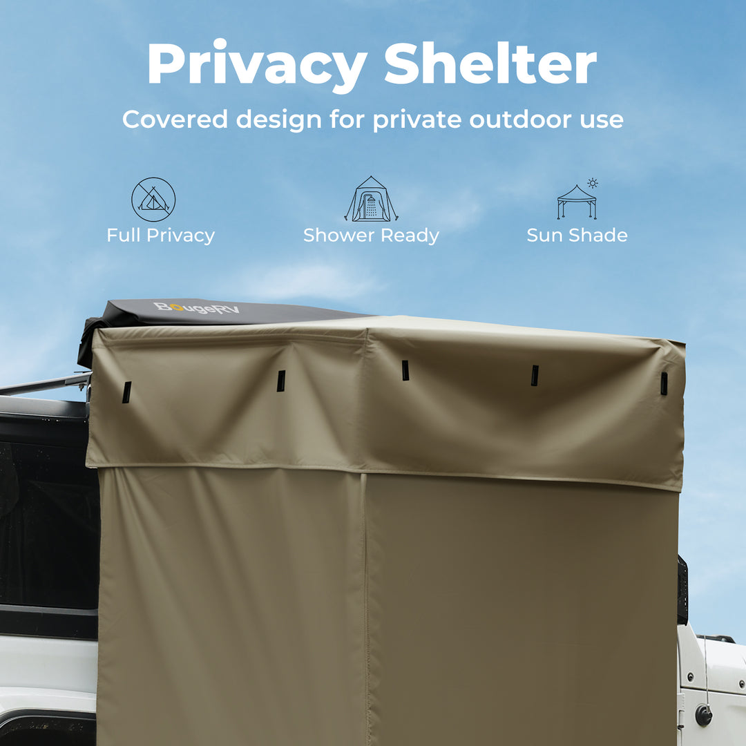 BougeRV privacy car shower tent with full roof coverage for outdoor showering and changing
