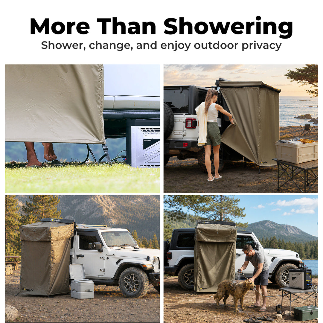 BougeRV car shower tent used for outdoor showering, private changing, camping privacy, and rinsing gear