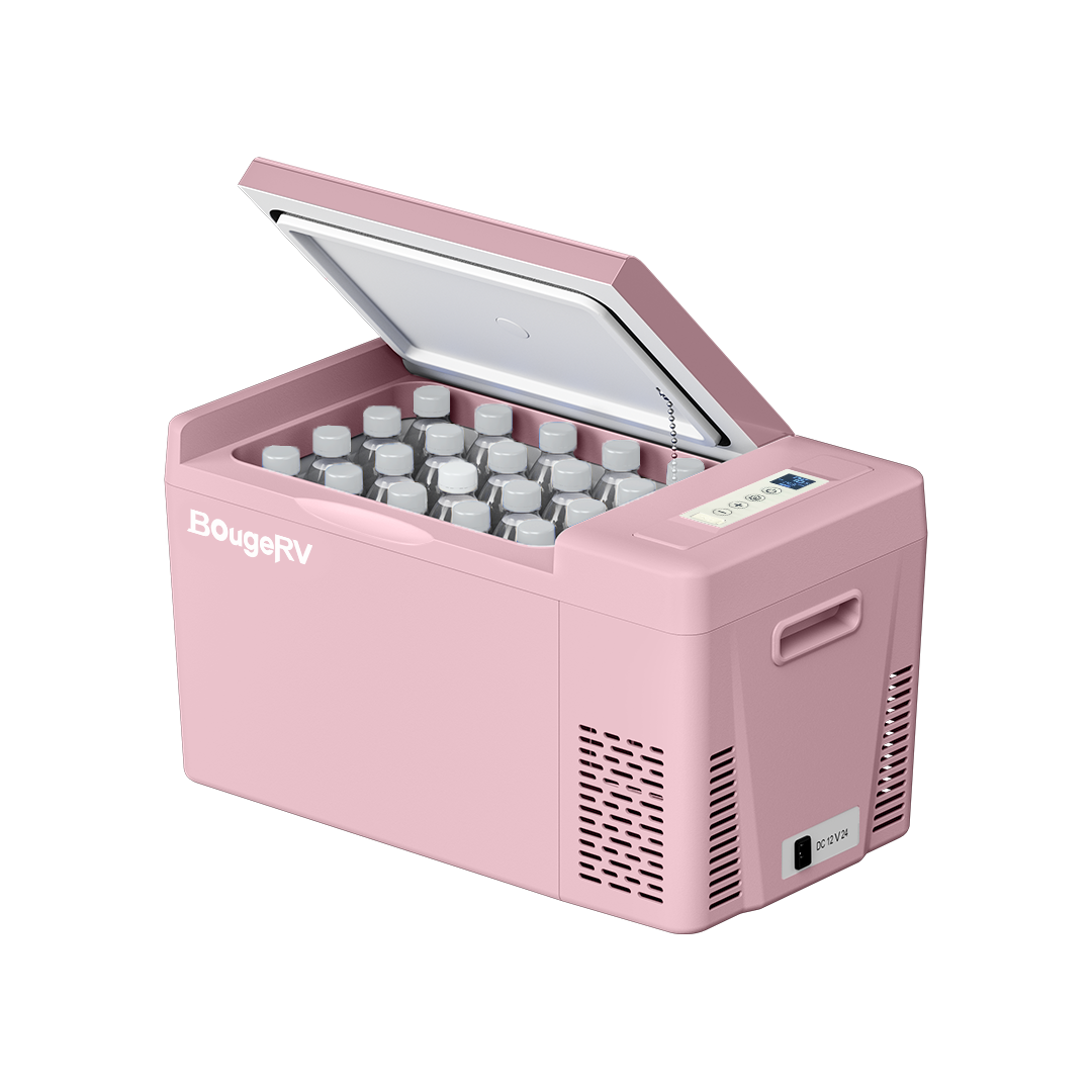 BougeRV 12V 23 Quart Colorful Pink Portable Fridge