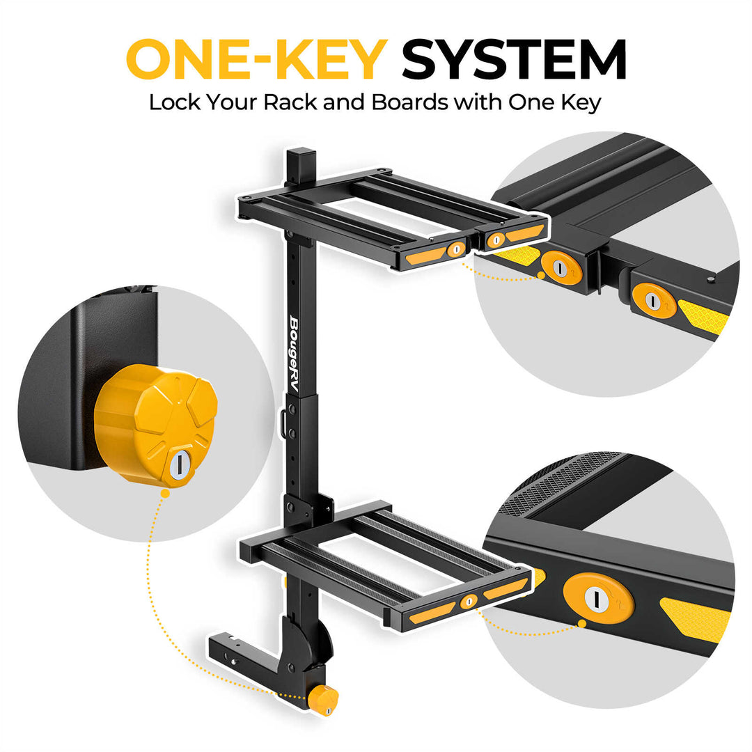 BougeRV Hitch Ski Snowboard Rack with Security Lock (New Arrival)