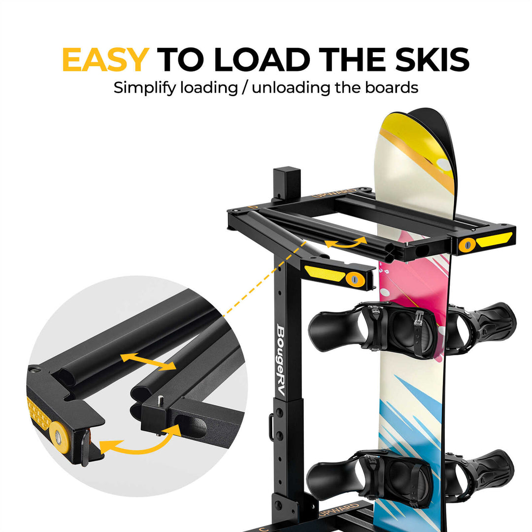 BougeRV Hitch Ski Snowboard Rack with Security Lock