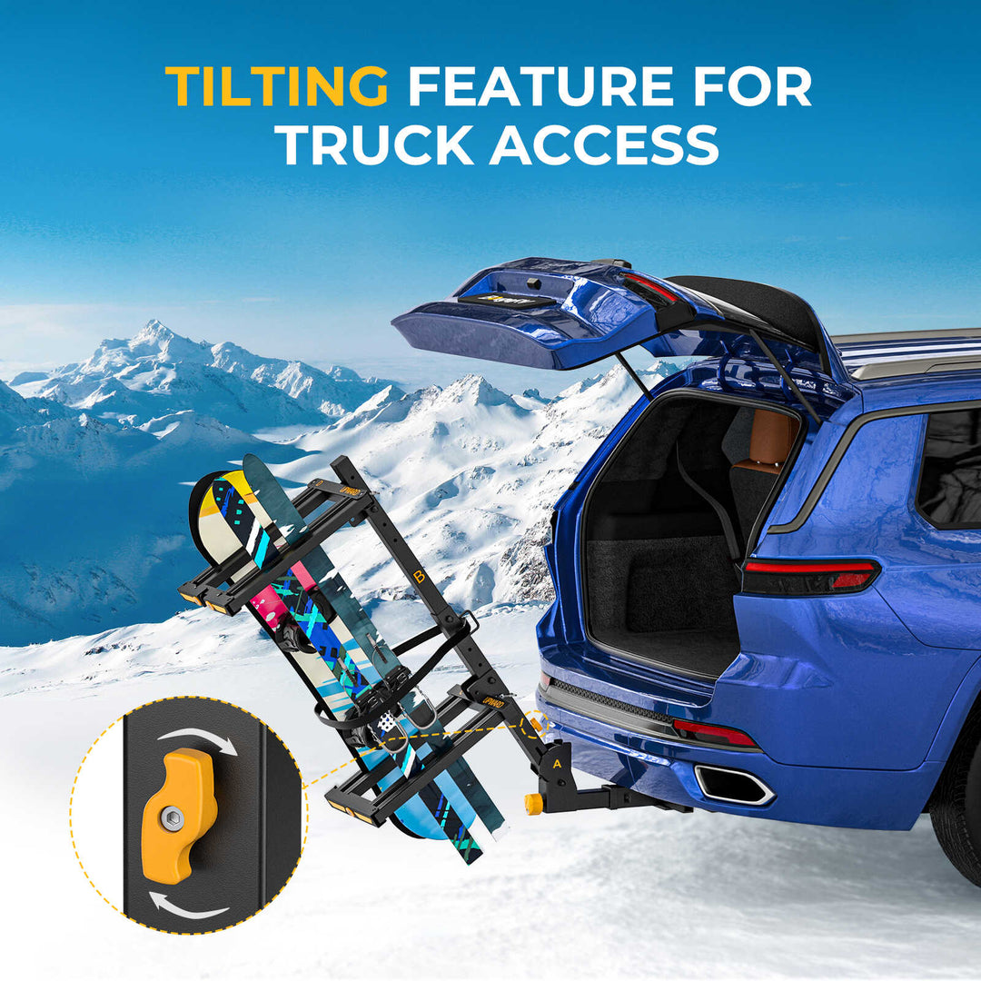 BougeRV Hitch Ski Snowboard Rack with Security Lock (New Arrival)