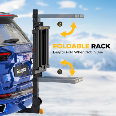 BougeRV Hitch Ski Snowboard Rack with Security Lock (New Arrival)