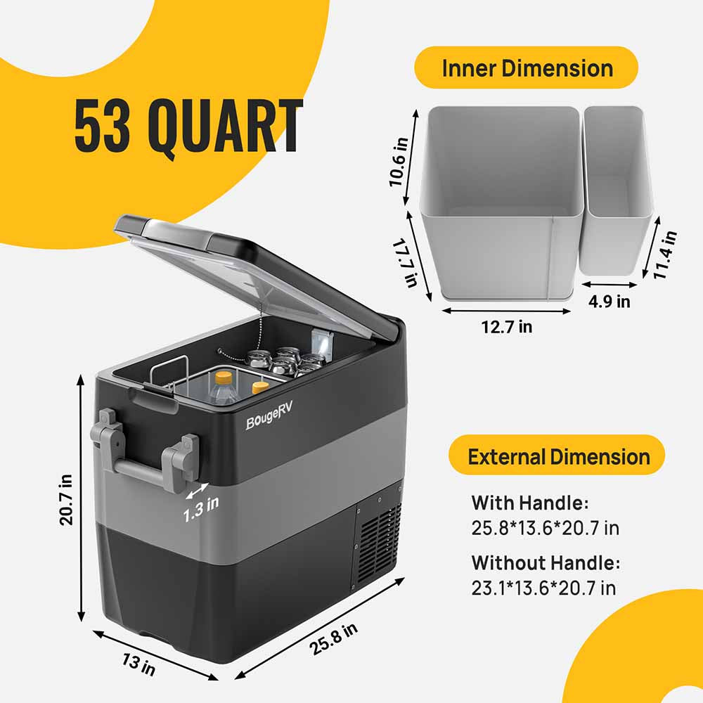 12V 53 Quart (50L) Portable Fridge & 53 Quart Insulated Protective Cover