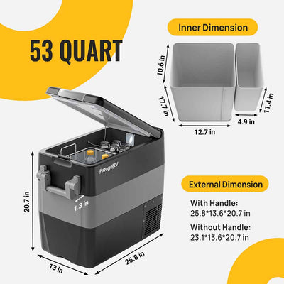 12V 53 Quart (50L) Portable Fridge & 53 Quart Insulated Protective Cover