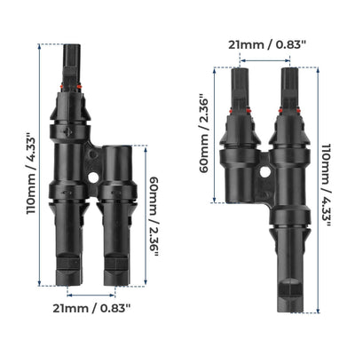 Solar Branch Connectors Y Connector in Pair MMF+FFM Parallel Connection - BougeRV