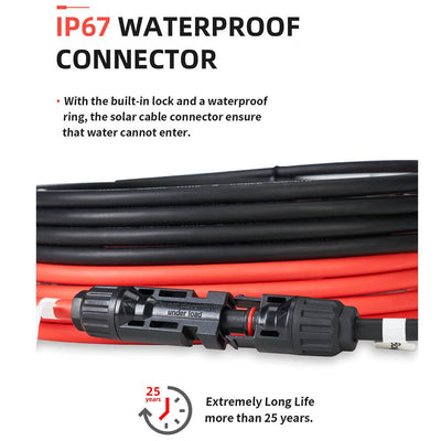 Solar Extension Cable with Extra Free Connectors(10FT Red+10FT Black) - BougeRV