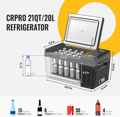 CRPRO20 21 Quart Portable Refrigerator With 220Wh Power Station