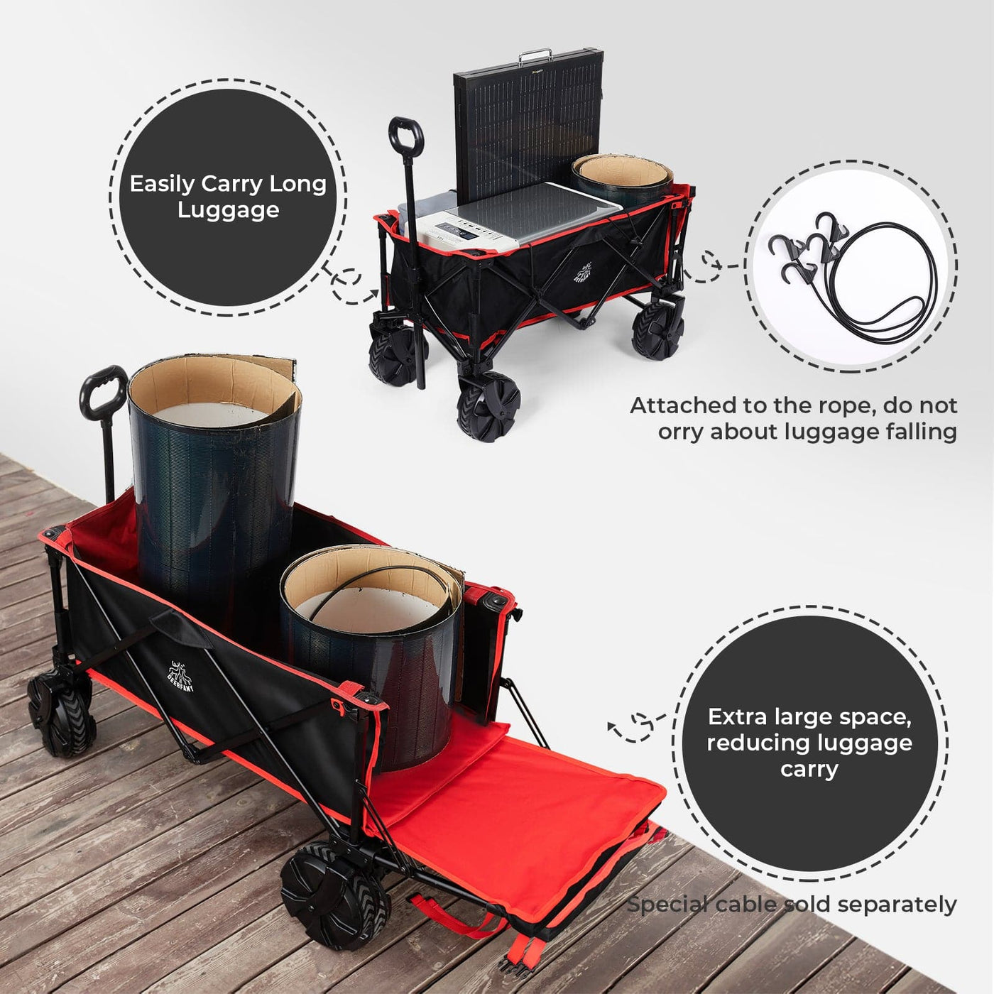 140L Capacity Outdoor Foldable Folding Wagon（DEERFAMY）