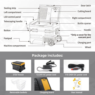 CR45 48 Quart Portable Fridge&Detachable Battery