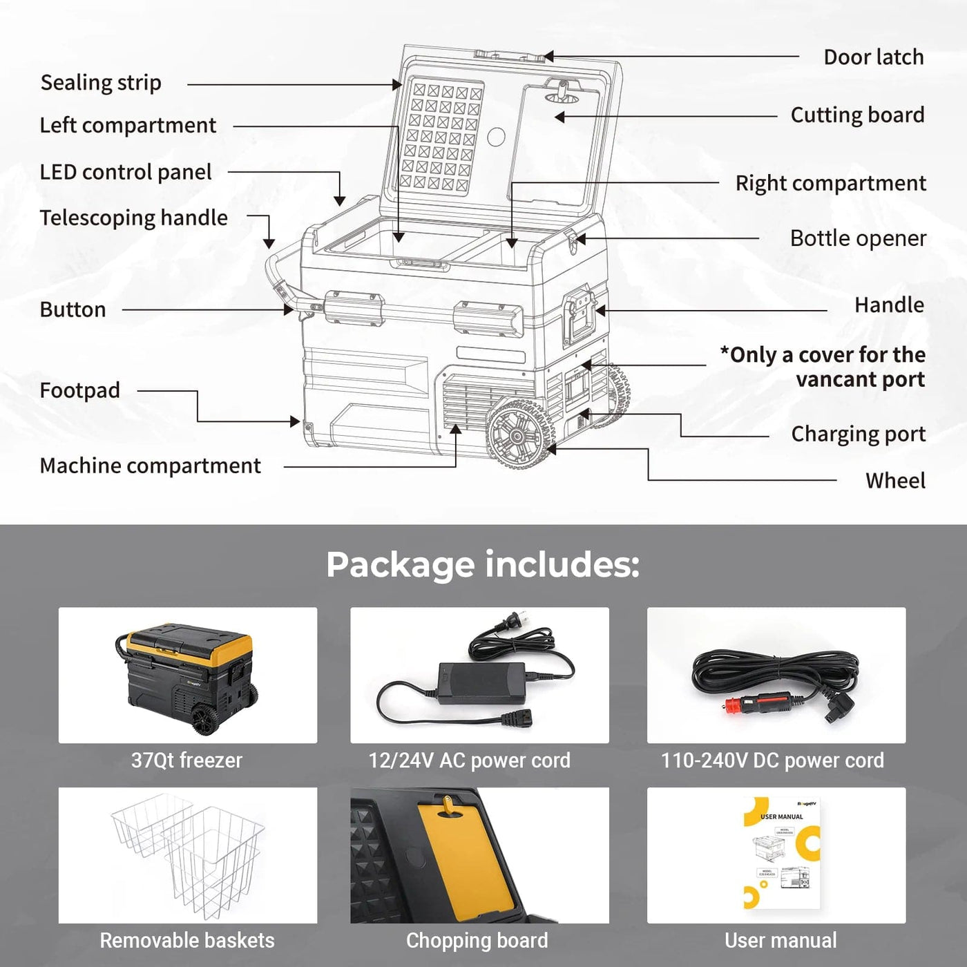 CR55 59 Quart Portable Refrigerator&Detachable Battery(Get Free Protective Cover)