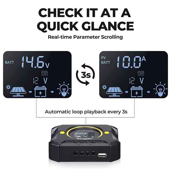 BougeRV Li PWM Solar Panel Regulator