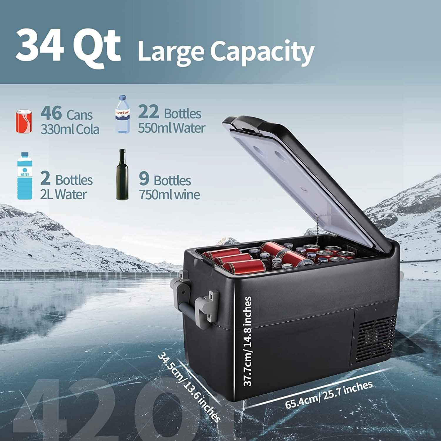  BougeRV 12 Volt Refrigerator, CRPRO 30 Quart 12V Car