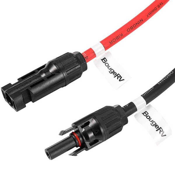 Solar Extension Cable with Extra Free Connectors(10FT Red+10FT Black) - BougeRV