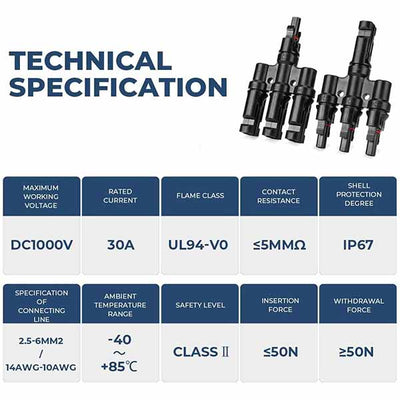 solar y branch connectors with specifications